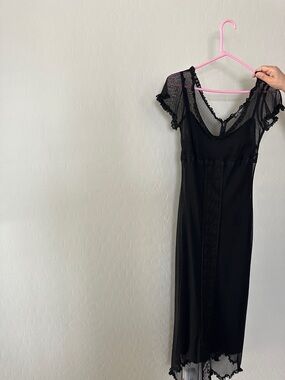 Betsey Johnson Black Sheer Lace Trim Chemise